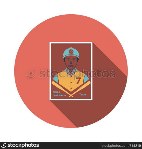 Baseball Card Icon. Flat Circle Stencil Design With Long Shadow. Vector Illustration.