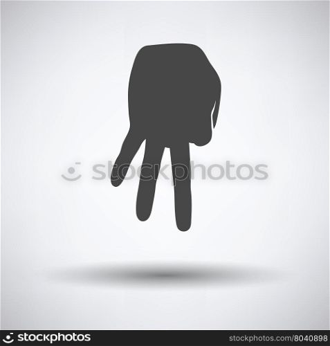 Baseball catcher gesture icon on gray background, round shadow. Vector illustration.