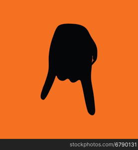 Baseball catcher gesture icon. Orange background with black. Vector illustration.