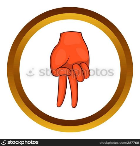 Baseball catcher gesture vector icon in golden circle, cartoon style isolated on white background. Baseball catcher gesture vector icon