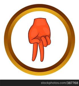 Baseball catcher gesture vector icon in golden circle, cartoon style isolated on white background. Baseball catcher gesture vector icon