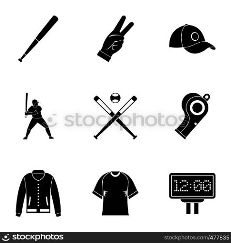 Baseball championship icons set. Simple set of 9 baseball championship vector icons for web isolated on white background. Baseball championship icons set, simple style