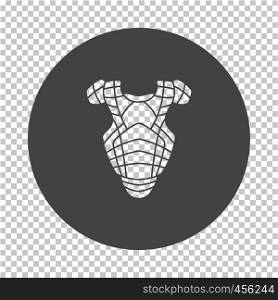 Baseball chest protector icon. Subtract stencil design on tranparency grid. Vector illustration.
