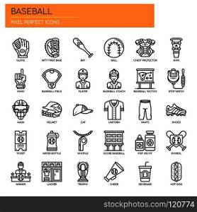 Baseball Elements , Thin Line and Pixel Perfect Icons