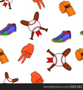 Baseball equipment pattern. Cartoon illustration of baseball equipment vector pattern for web. Baseball equipment pattern, cartoon style