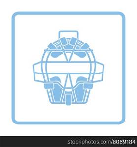 Baseball face protector icon. Blue frame design. Vector illustration.
