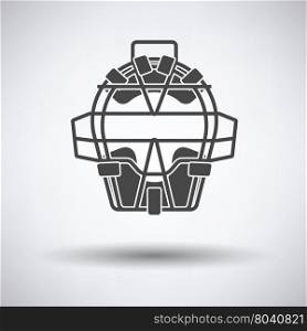 Baseball face protector icon on gray background, round shadow. Vector illustration.
