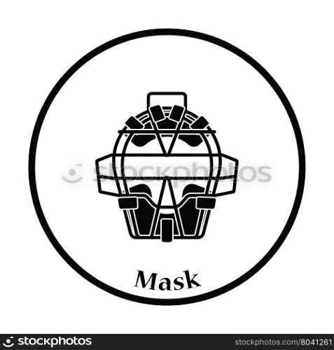 Baseball face protector icon. Thin circle design. Vector illustration.