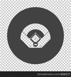 Baseball field aerial view icon. Subtract stencil design on tranparency grid. Vector illustration.
