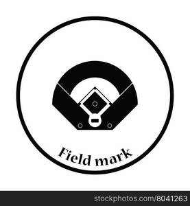 Baseball field aerial view icon. Thin circle design. Vector illustration.