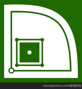 Baseball field icon white isolated on green background. Vector illustration. Baseball field icon green