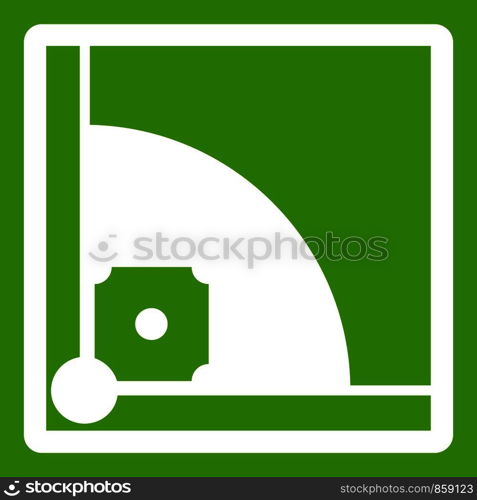 Baseball field icon white isolated on green background. Vector illustration. Baseball field icon green