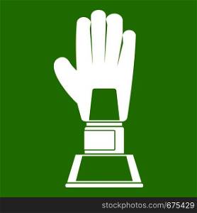 Baseball glove award icon white isolated on green background. Vector illustration. Baseball glove award icon green