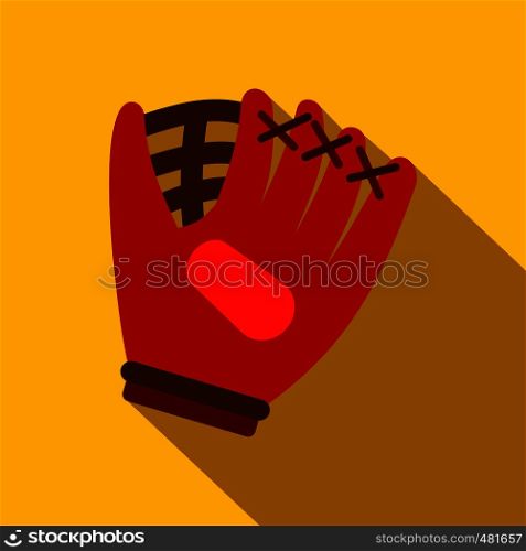 Baseball glove flat icon on a yellow background. Baseball glove flat icon