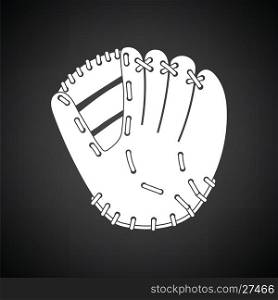 Baseball glove icon. Black background with white. Vector illustration.