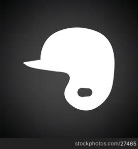 Baseball helmet icon. Black background with white. Vector illustration.