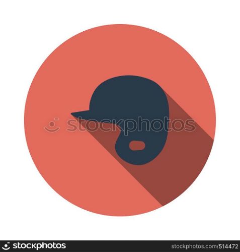 Baseball Helmet Icon. Flat Circle Stencil Design With Long Shadow. Vector Illustration.