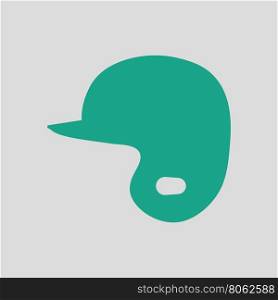 Baseball helmet icon. Gray background with green. Vector illustration.
