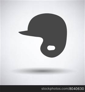 Baseball helmet icon on gray background, round shadow. Vector illustration.