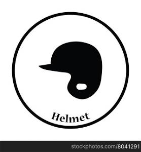 Baseball helmet icon. Thin circle design. Vector illustration.