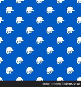 Baseball helmet pattern repeat seamless in blue color for any design. Vector geometric illustration. Baseball helmet pattern seamless blue