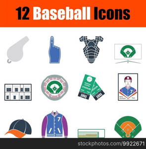 Baseball Icon Set. Flat Design. Fully editable vector illustration. Text expanded.