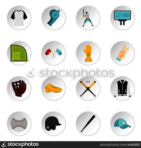 Baseball icons set in flat style isolated vector icons set illustration. Baseball icons set in flat style