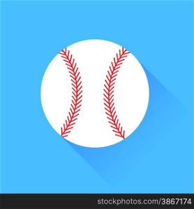 Baseball Isolated on Blue Background. Long Shadow.. Baseball