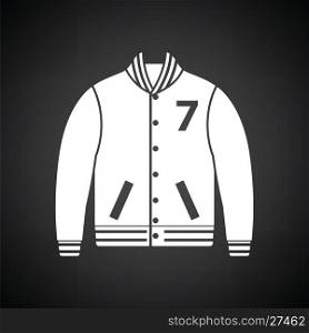 Baseball jacket icon. Black background with white. Vector illustration.