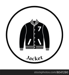 Baseball jacket icon. Thin circle design. Vector illustration.