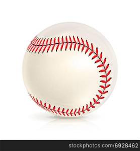 Baseball Leather Ball Isolated. Baseball Leather Ball Isolated On White. SoftBall Base Ball. Shiny