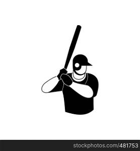 Baseball player black simple icon isolated on white background. Baseball player black simple icon