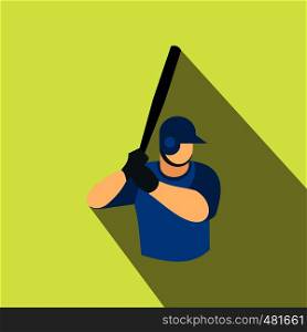 Baseball player flat icon on a yellow background. Baseball player flat icon