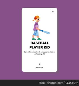 baseball player kid vector. boy child, little youth sport, bat league baseball player kid web flat cartoon illustration. baseball player kid vector