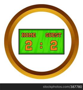 Baseball score board vector icon in golden circle, cartoon style isolated on white background. Baseball score board vector icon