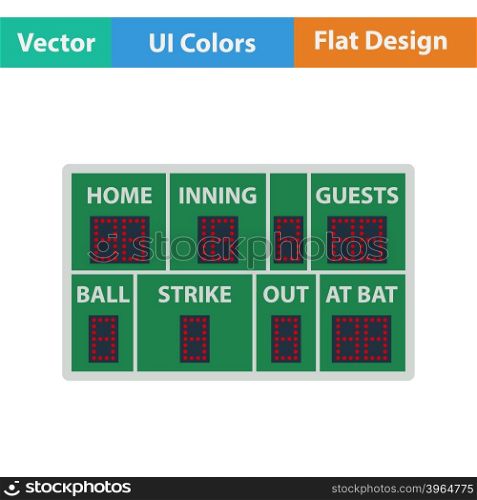 Baseball scoreboard icon. Flat design. Vector illustration.