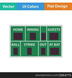 Baseball scoreboard icon. Flat design. Vector illustration.