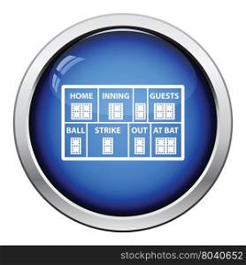 Baseball scoreboard icon. Glossy button design. Vector illustration.