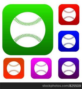 Baseball set icon color in flat style isolated on white. Collection sings vector illustration. Baseball set color collection