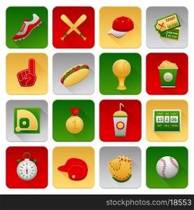 Baseball sport icons set with glove field hotdog hat isolated vector illustration