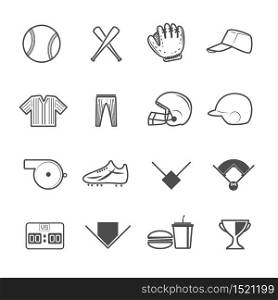 Baseball Sport Icons Vector with White Background