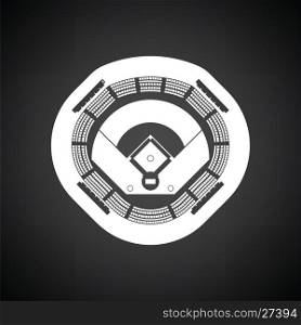 Baseball stadium icon. Black background with white. Vector illustration.