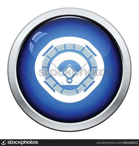 Baseball stadium icon. Glossy button design. Vector illustration.