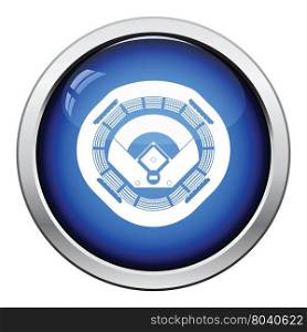 Baseball stadium icon. Glossy button design. Vector illustration.