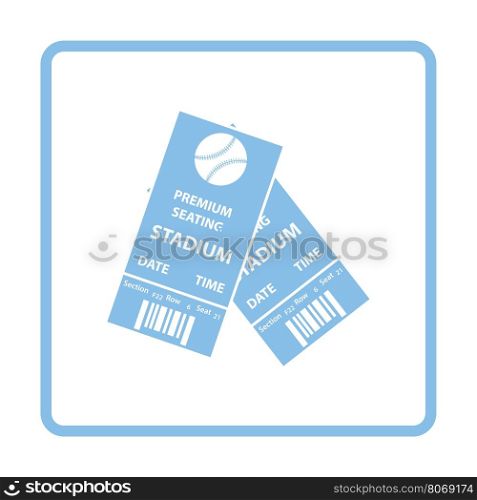 Baseball tickets icon. Blue frame design. Vector illustration.