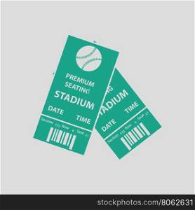 Baseball tickets icon. Gray background with green. Vector illustration.