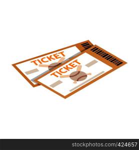 Baseball tickets isometric 3d icon on a white background. Baseball tickets isometric 3d icon