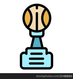 Baseball trophy icon. Outline baseball trophy vector icon color flat isolated. Baseball trophy icon color outline vector
