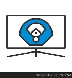 Baseball Tv Translation Icon. Editable Bold Outline With Color Fill Design. Vector Illustration.