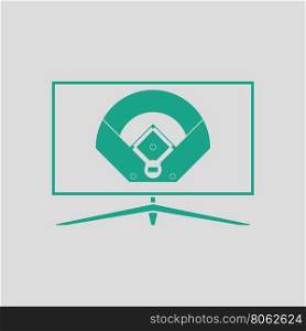 Baseball tv translation icon. Gray background with green. Vector illustration.